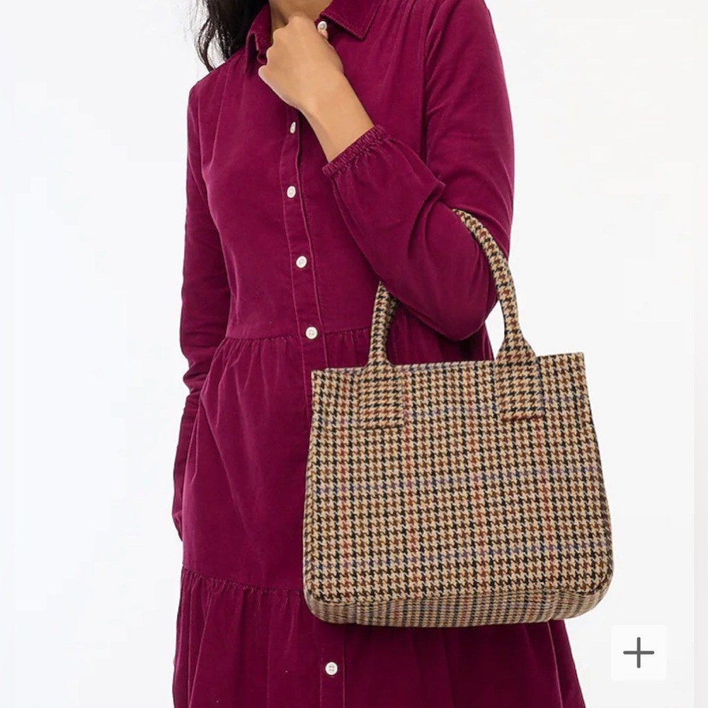 J.Crew Factory NWT Small Houndstooth Structured Tote Bag SOLD OUT InStores - Picture 3 of 4